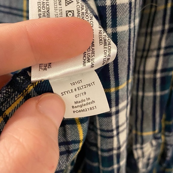 Eddie Bauer Blue Green & White Viscose Plaid Button Down Long Sleeve Blouse - Picture 7 of 10